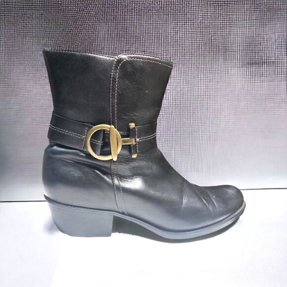 Clarks Shoes - Clarks Artisan Black Leather motorcycle Boots Moto Size 9.5